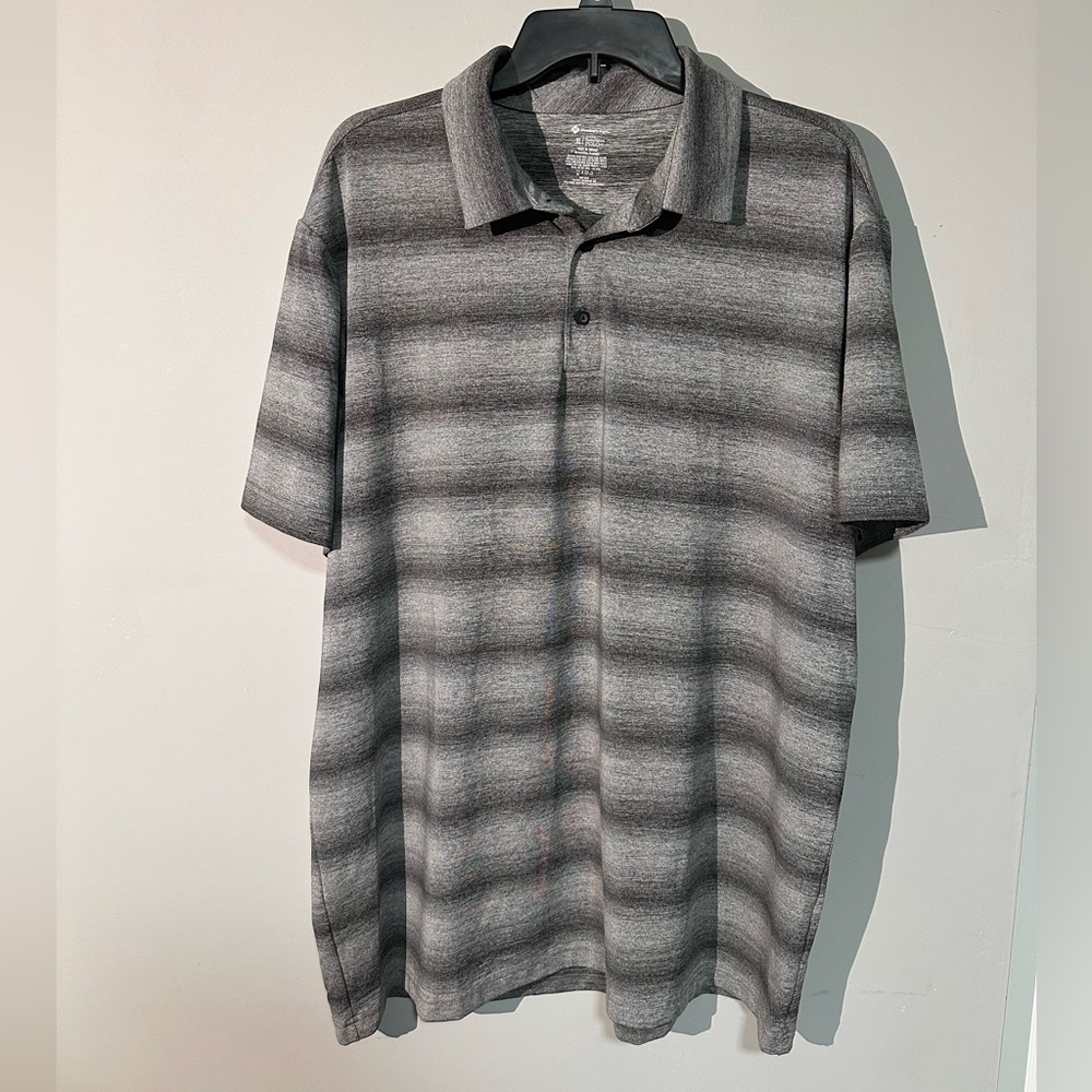 Members Mark Gray Striped Men's Active Performance Polo Shirt Size XL